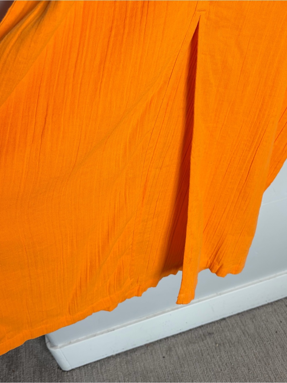 Mara Hoffman Phoebe Crinkled Cotton Gauze Maxi Dress Orange XS‎ - Picture 9 of 13
